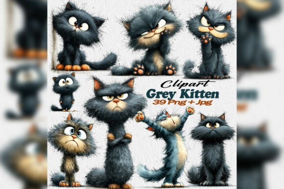 Download Grey Kitten PNG Clipart Cat Emotions - Kitten Collection