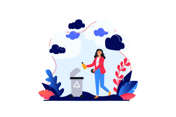 Download Flat Illustration Asset - Cleaning Trash - Illustration Collection