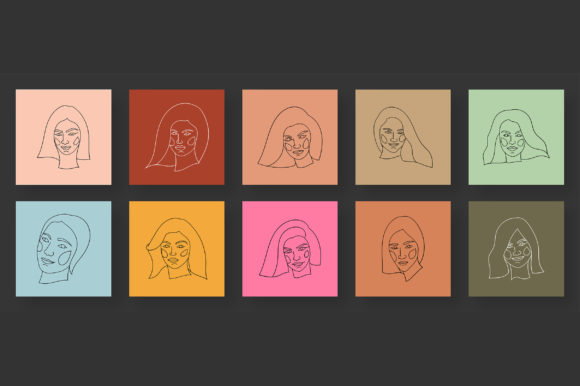 Download Cute Line Art Poster Illustration Set - Illustration Collection